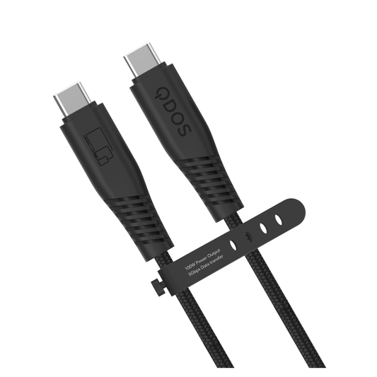 QDOS PowerMotion Pro 100w USB-C Cable 2m - Black