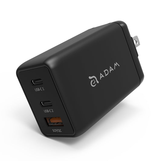 ADAM ELEMENTS Omnia F6 65W 3-port USB-C GaN Wall Charger + USB-C to C Cable 2m - Black