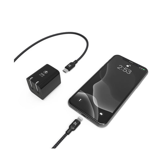 ADAM ELEMENTS Omnia X3 30W USB-C PD Wall Charger + USB-C to Lightning 1.2m - Black