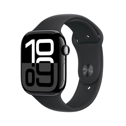 Apple Watch Series 10 GPS 46mm Jet Black Aluminum Case with Black Sport Band - M/L