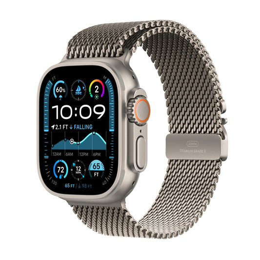 Apple Watch Ultra 2 GPS + Cellular 49mm Natural Titanium Case with Natural Titanium Milanese Loop - Large