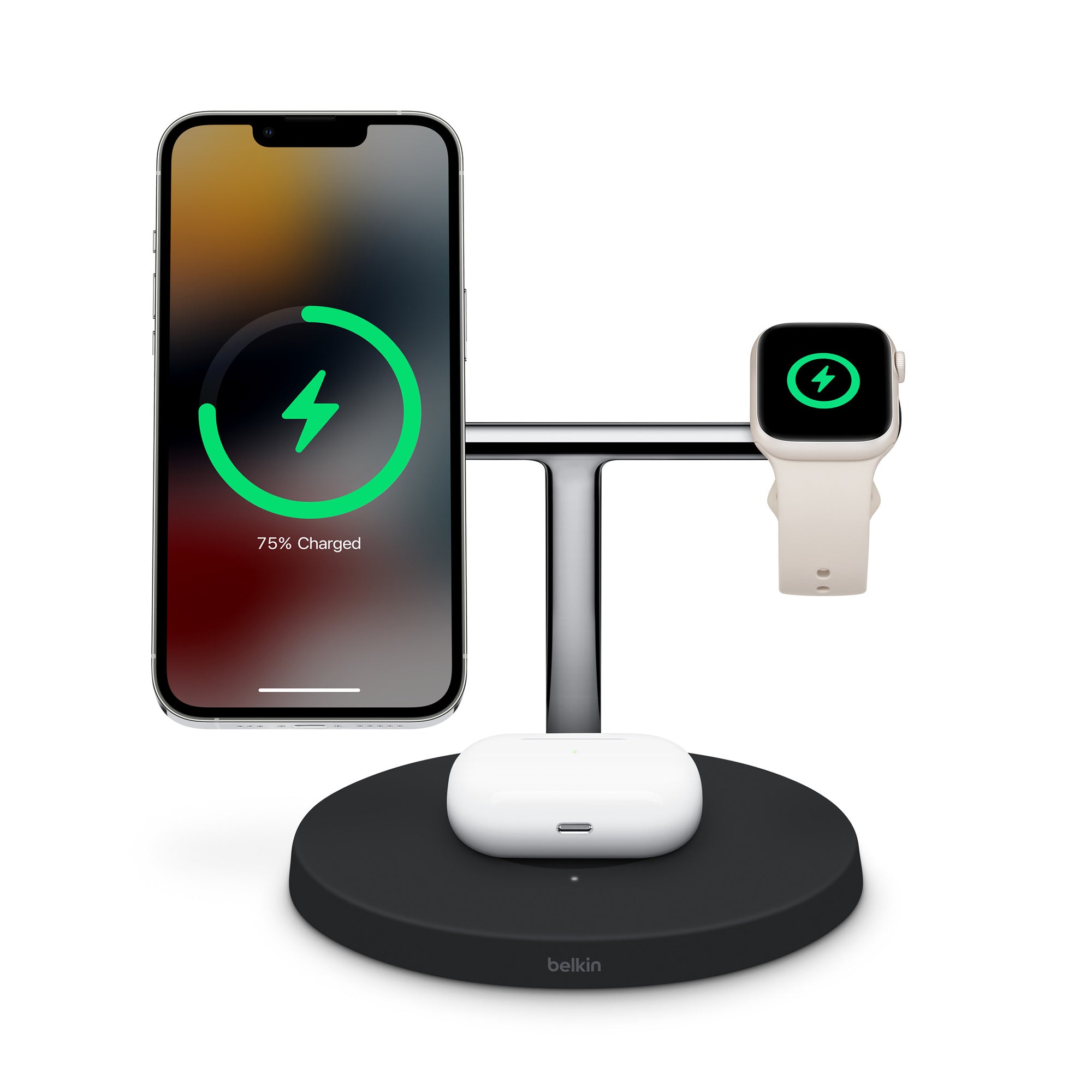 BELKIN 3-in-1 Wireless Charging Stand with MagSafe Black – Power