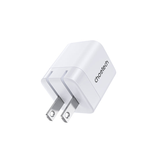 CHOETECH PD 30w GaN Wall Charger with Foldable Plug - White