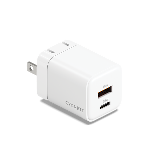 CYGNETT Powerplus Dual Port GaN Wall Charger 25W - White