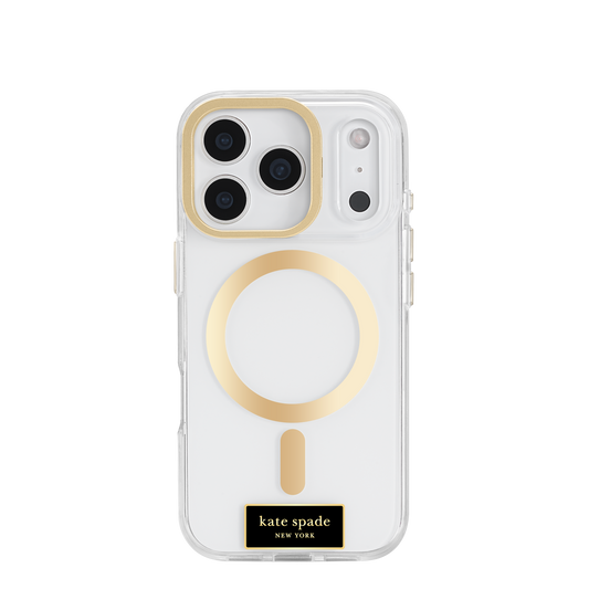 KATE SPADE Icon with Stand MagSafe Case for iPhone 17 Pro - Clear/Gold