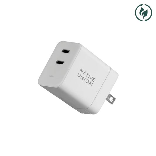 NATIVE UNION Dual USB-C Port 35w GaN Wall Charger - White