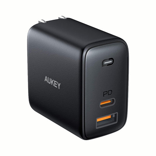 AUKEY Omnia Mix 65W Dual Port USB-C & USB-A PD GaN Wall Charger - Black
