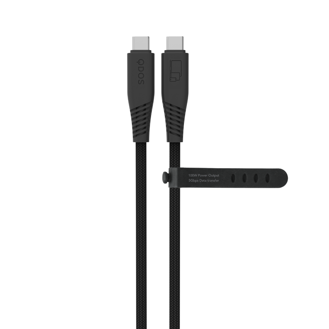 QDOS PowerMotion Pro 100w USB-C Cable 2m - Black