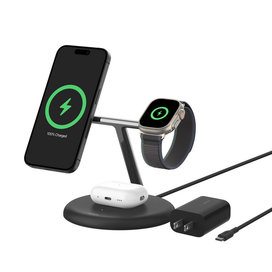 BELKIN Qi2 3-in-1 Wireless Charging Stand - Black