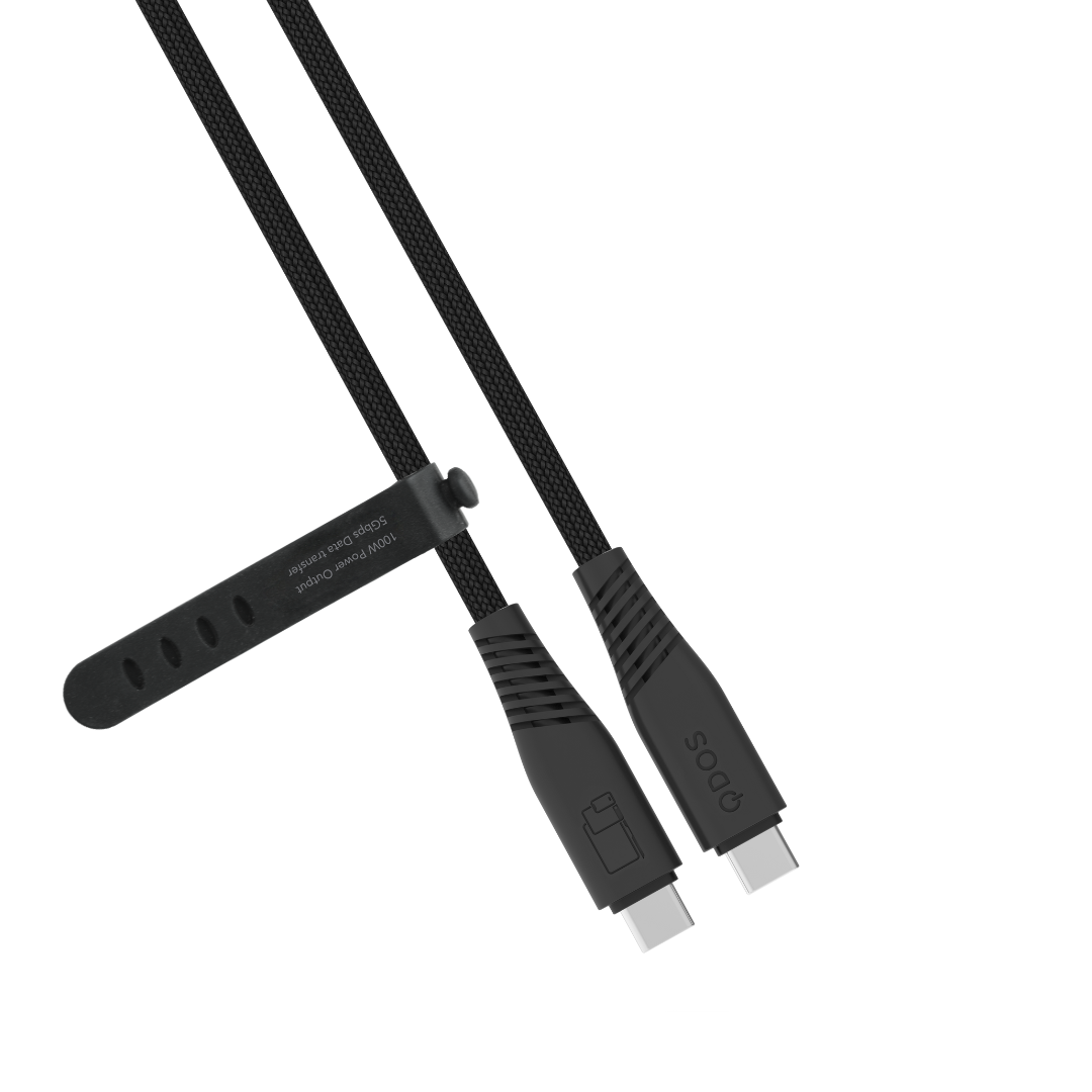 QDOS PowerMotion Pro 100w USB-C Cable 2m - Black