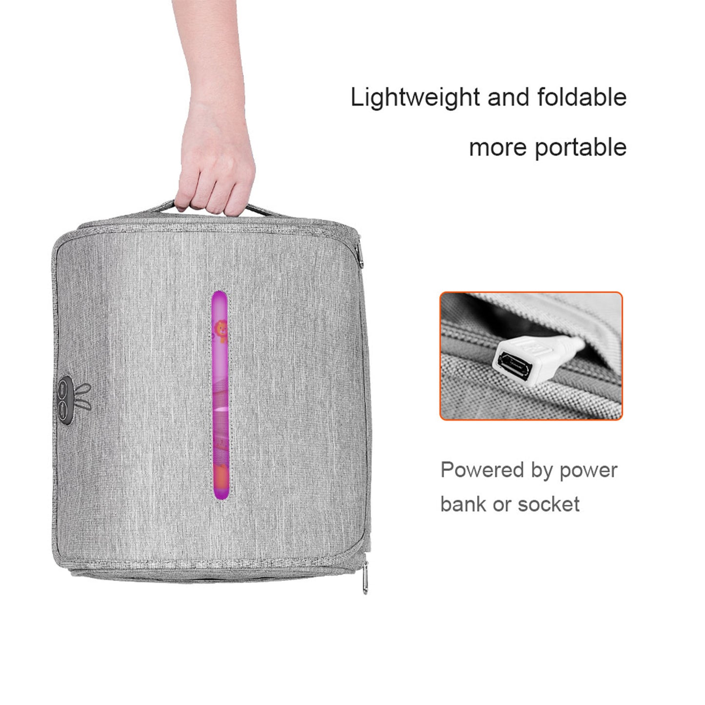 59S UVC LED Foldable Sterilizing Bag (P18M) - Gray