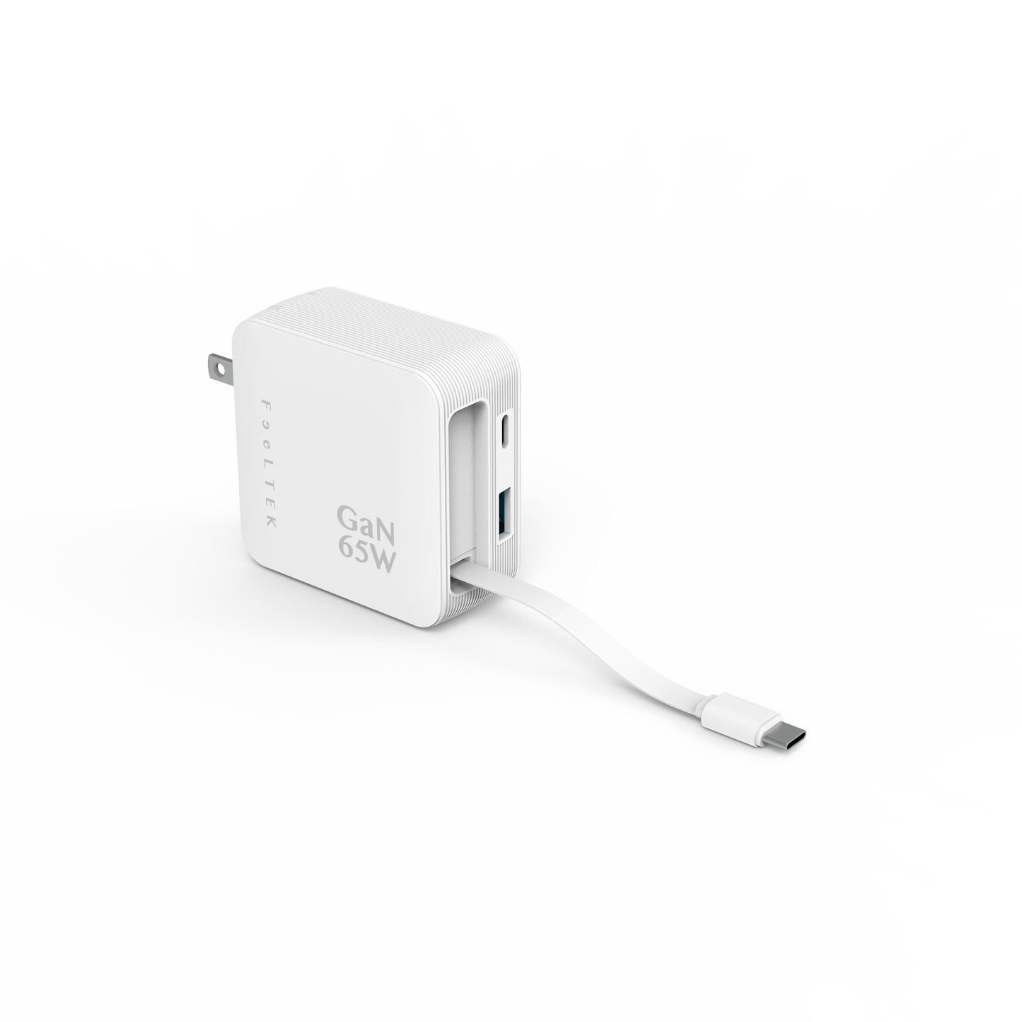FEELTEK Retractable Wall Charger 65W GaN W/ C Cable