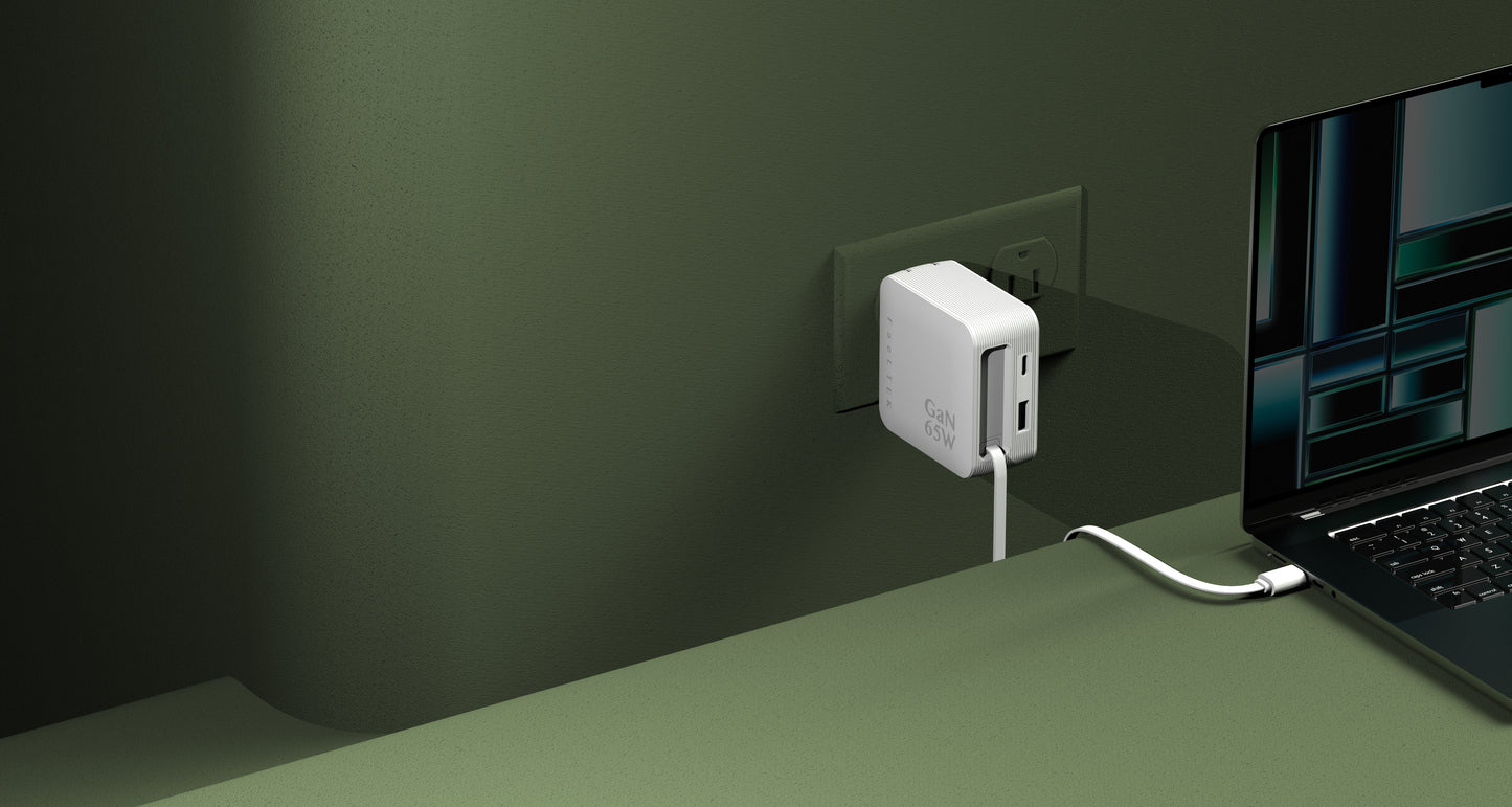 FEELTEK Retractable Wall Charger 65W GaN W/ C Cable