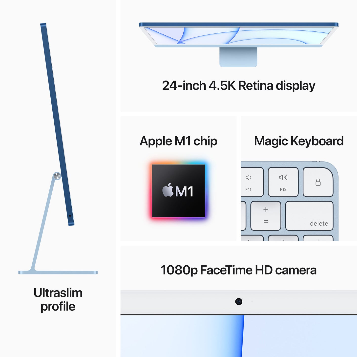 24-inch iMac with Retina 4.5K display: Apple M1 chip with 8-core CPU and 7-core GPU 256GB - Blue
