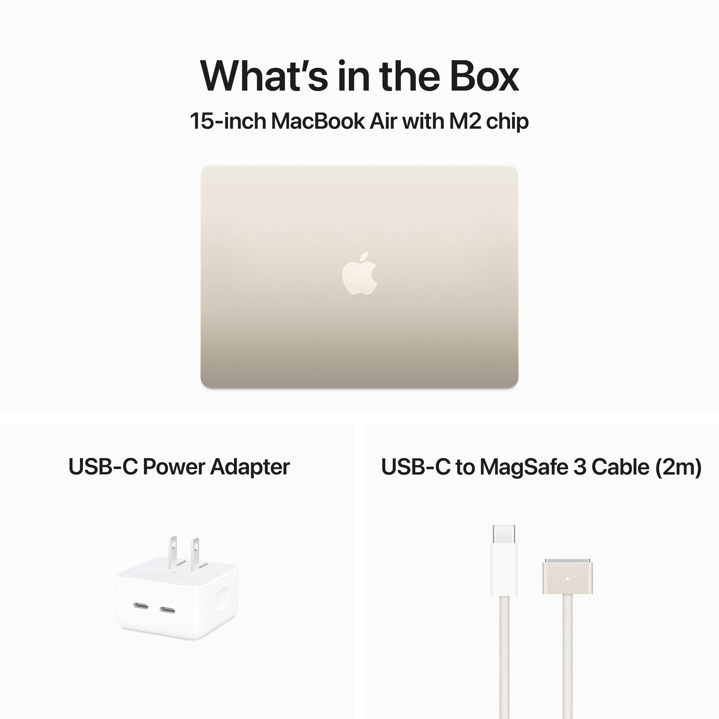 15-inch MacBook Air: Apple M2 chip with 8‑core CPU and 10‑core GPU, 256GB SSD - Starlight