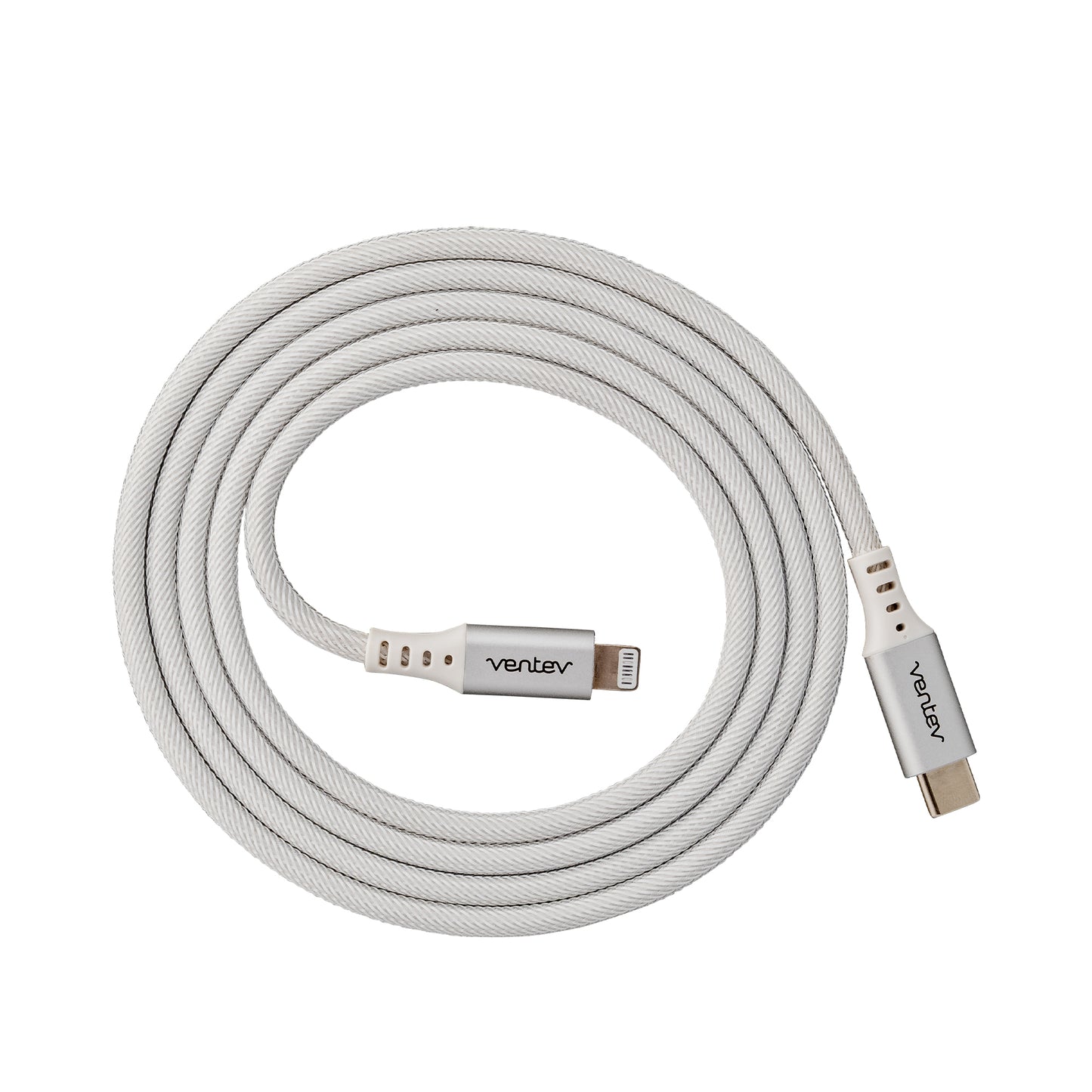 VENTEV Chargesync Alloy USB C- to Lightning Cable 4ft - White