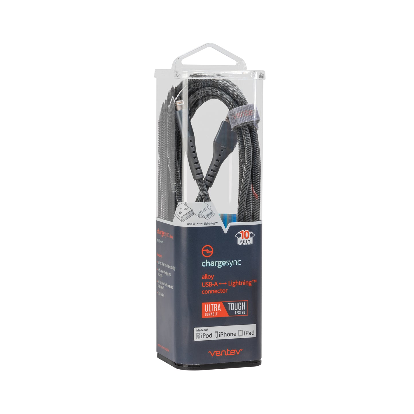 VENTEV Chargesync Alloy Lightning Cable 3m - Steel Gray