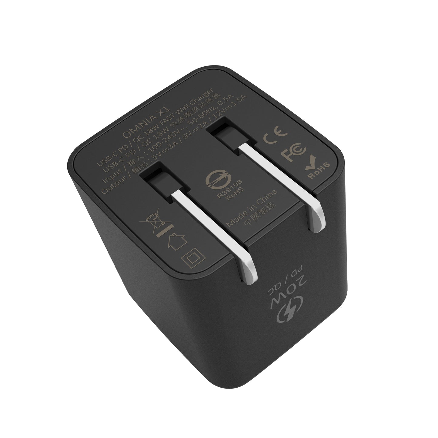 ADAM ELEMENTS Omnia X1 20W USB-C PD Wall Charger + USB-C to Lightning 1.2m - Black