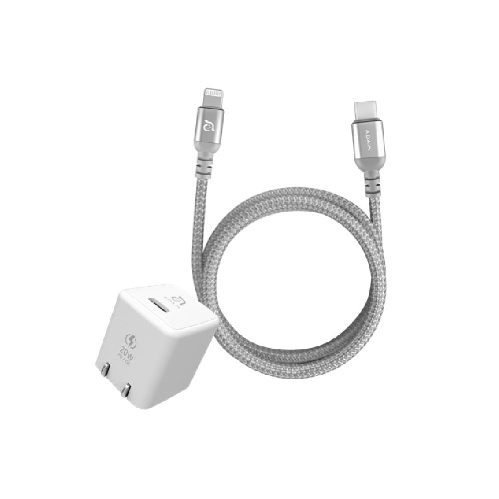 ADAM ELEMENTS Omnia X1 20W USB-C PD Wall Charger + USB-C to Lightning 1.2m - White