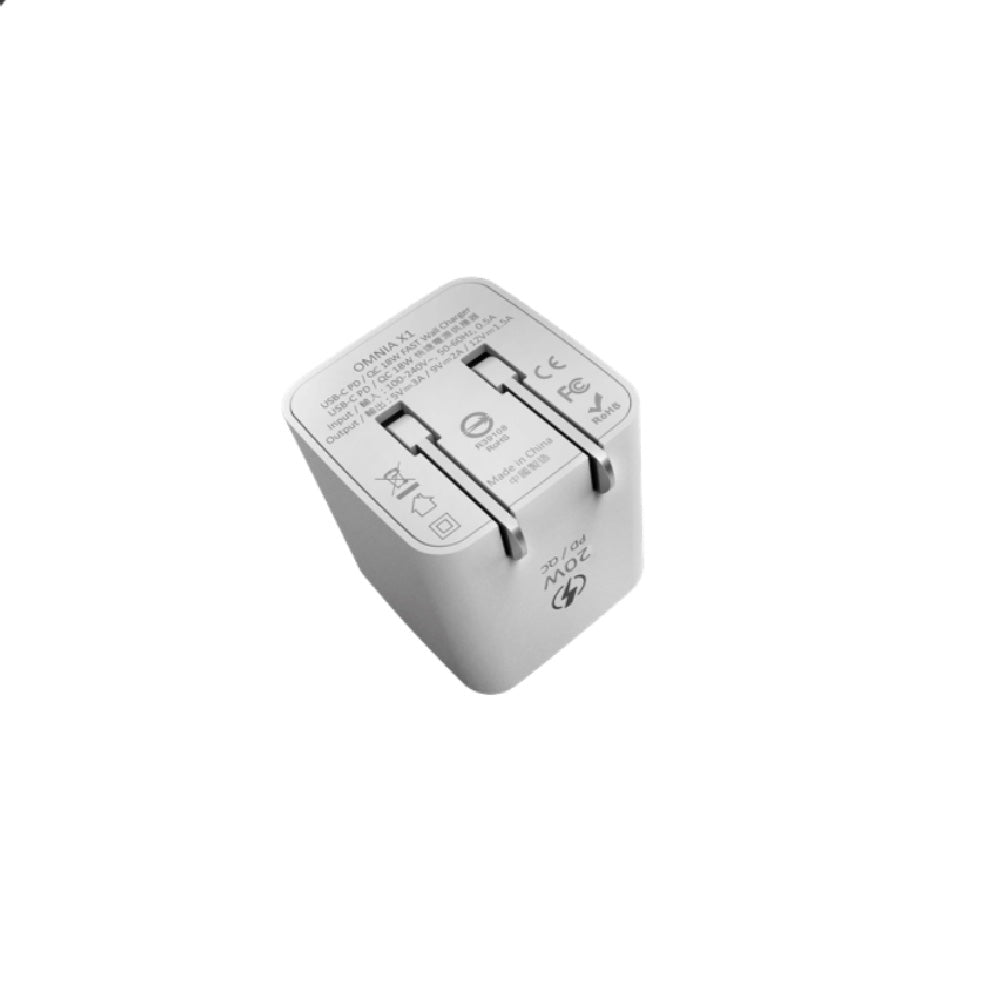 ADAM ELEMENTS Omnia X1 20W USB-C PD Wall Charger + USB-C to Lightning 1.2m - White