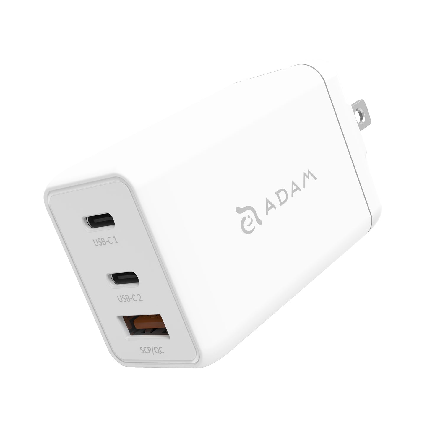 ADAM ELEMENTS Omnia F6 65W 3-port USB-C GaN  Wall Charger + USB-C to C Cable 2m - White