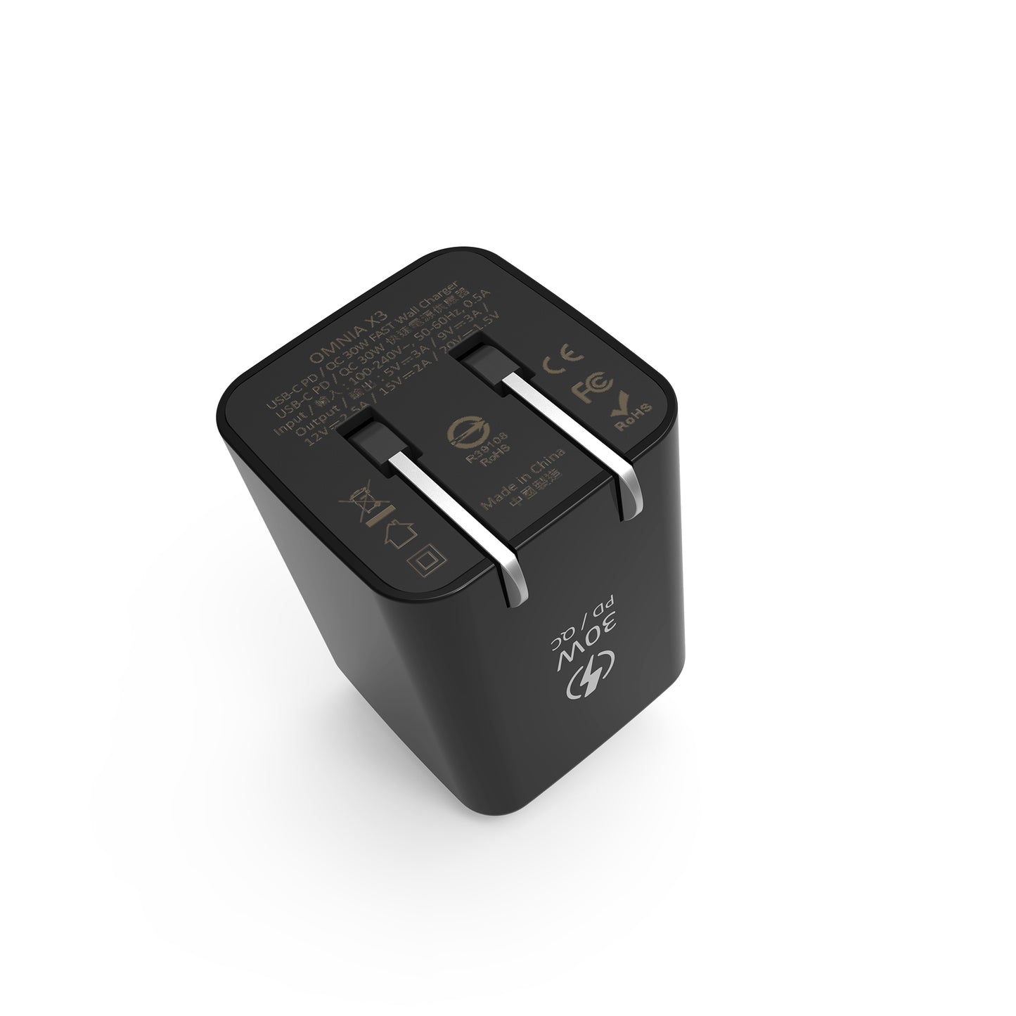 ADAM ELEMENTS Omnia X3 30W USB-C PD Wall Charger + USB-C to Lightning 1.2m - Black