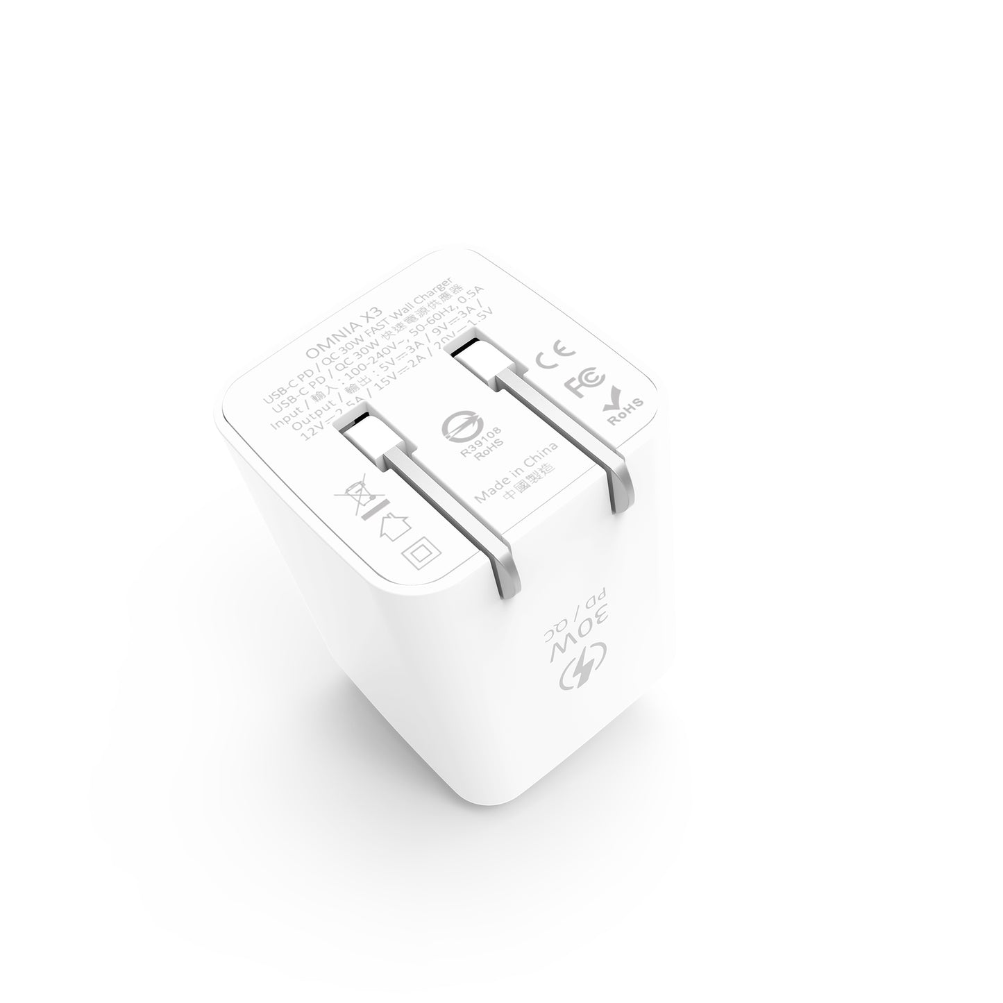 ADAM ELEMENTS Omnia X3 30W USB-C PD Wall Charger + USB-C to Lightning 1.2m - White