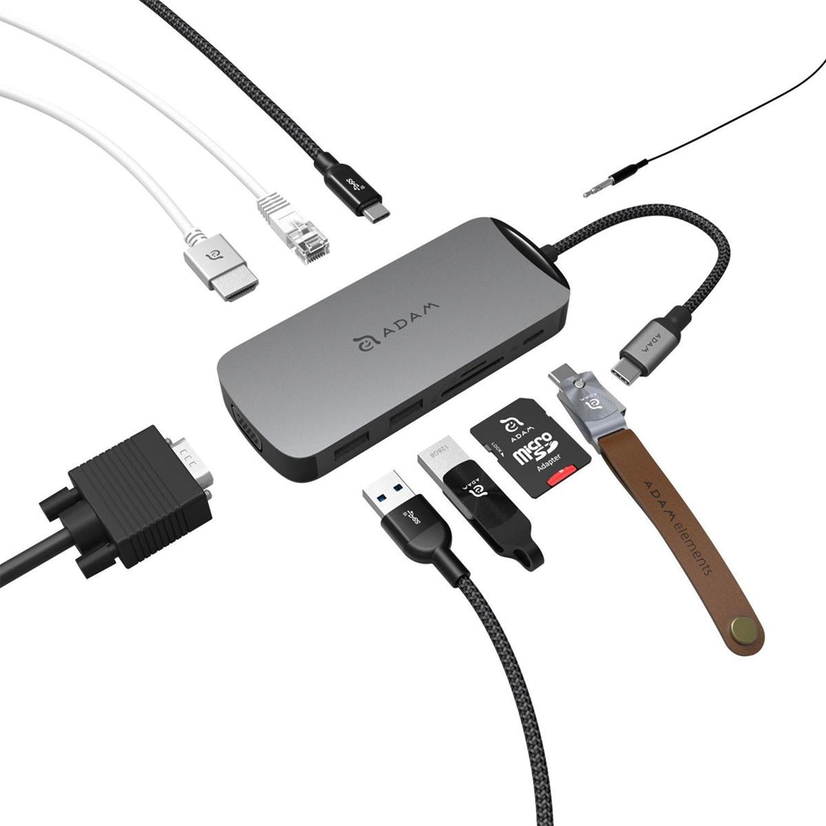 ADAM ELEMENTS Casa X USB C 10-in-1 Hub - Space Gray