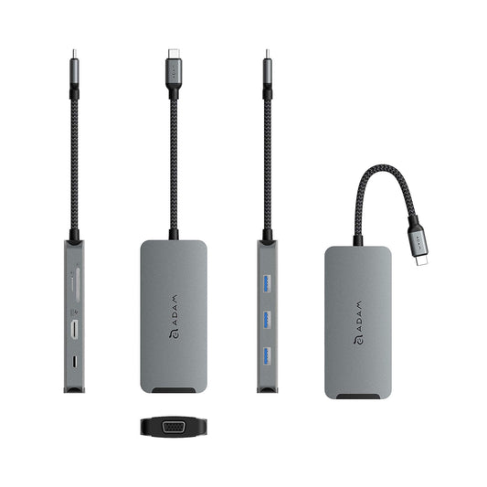 ADAM ELEMENTS Casa Hub A08 USB C 8-in-1 Hub - Grey