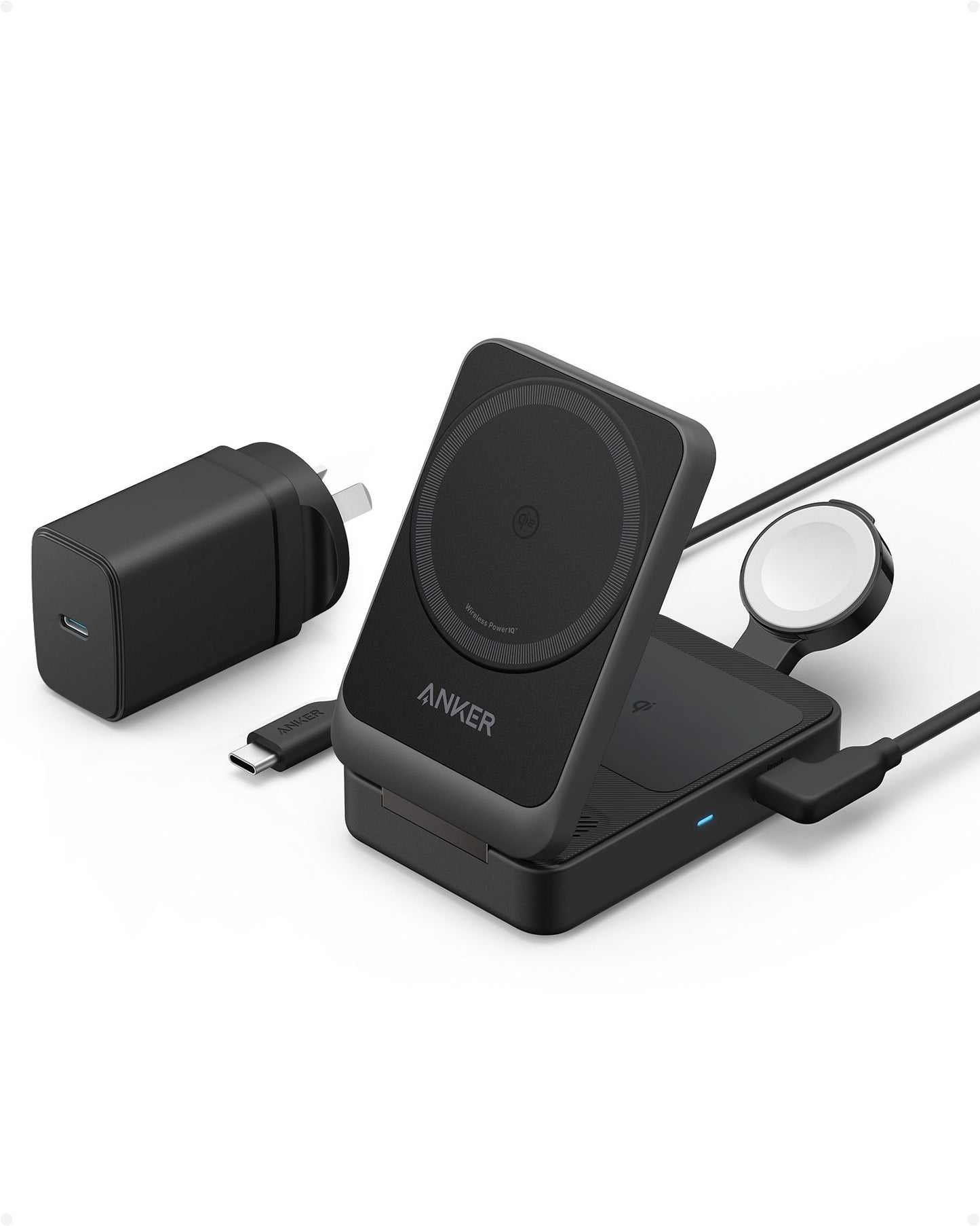 ANKER MagGo Foldable 3-in-1 Wireless Charging Station Black