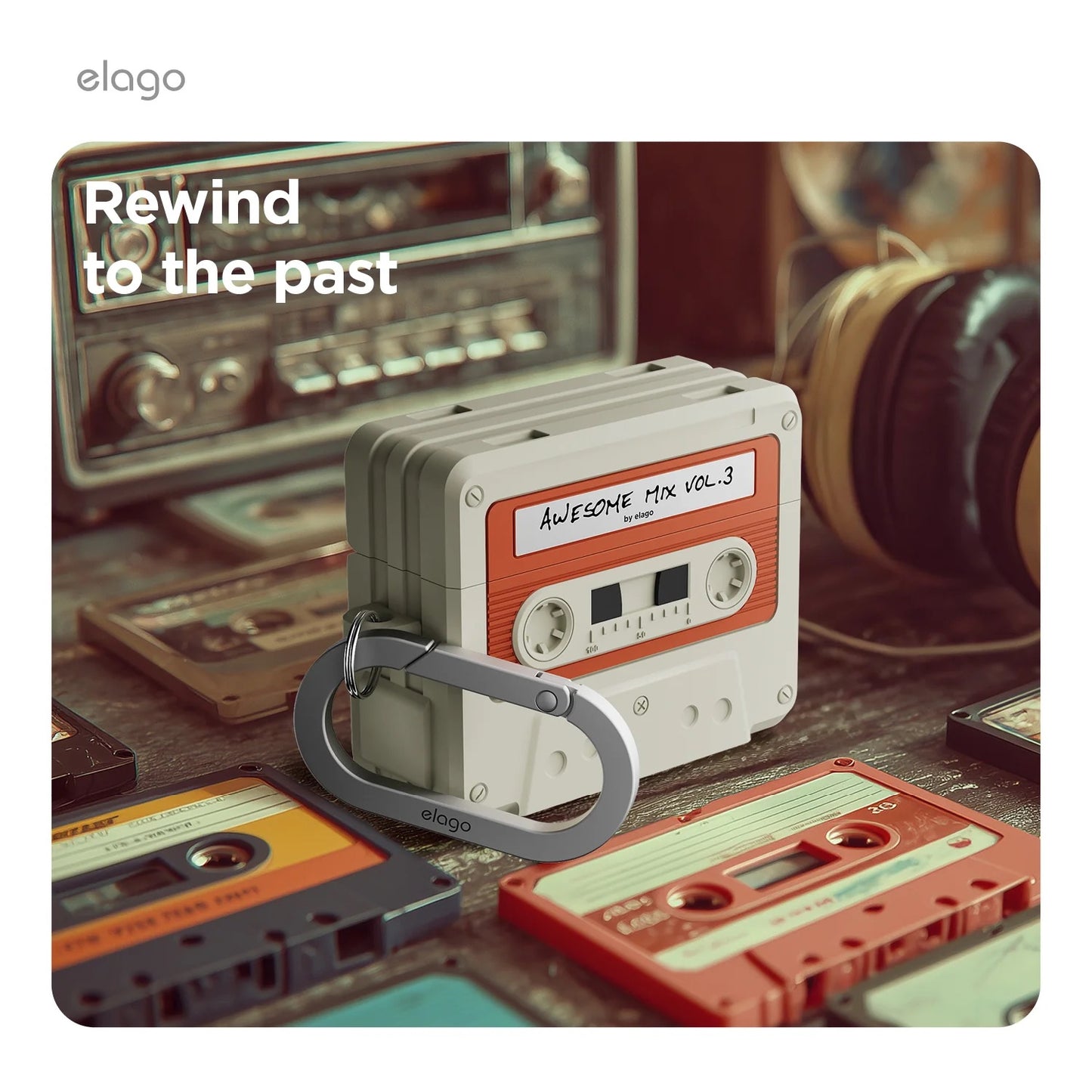 ELAGO Cassette Tape Hang Case For Airpos Pro 3 - Beige