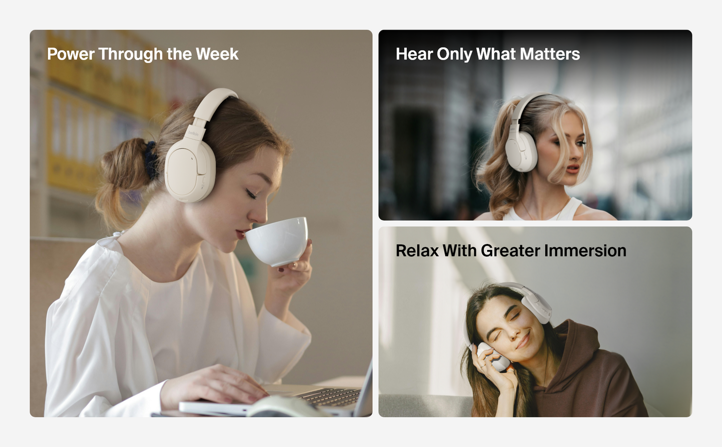 BELKIN Soundform Isolate Noise Cancelling Headphones - Sand