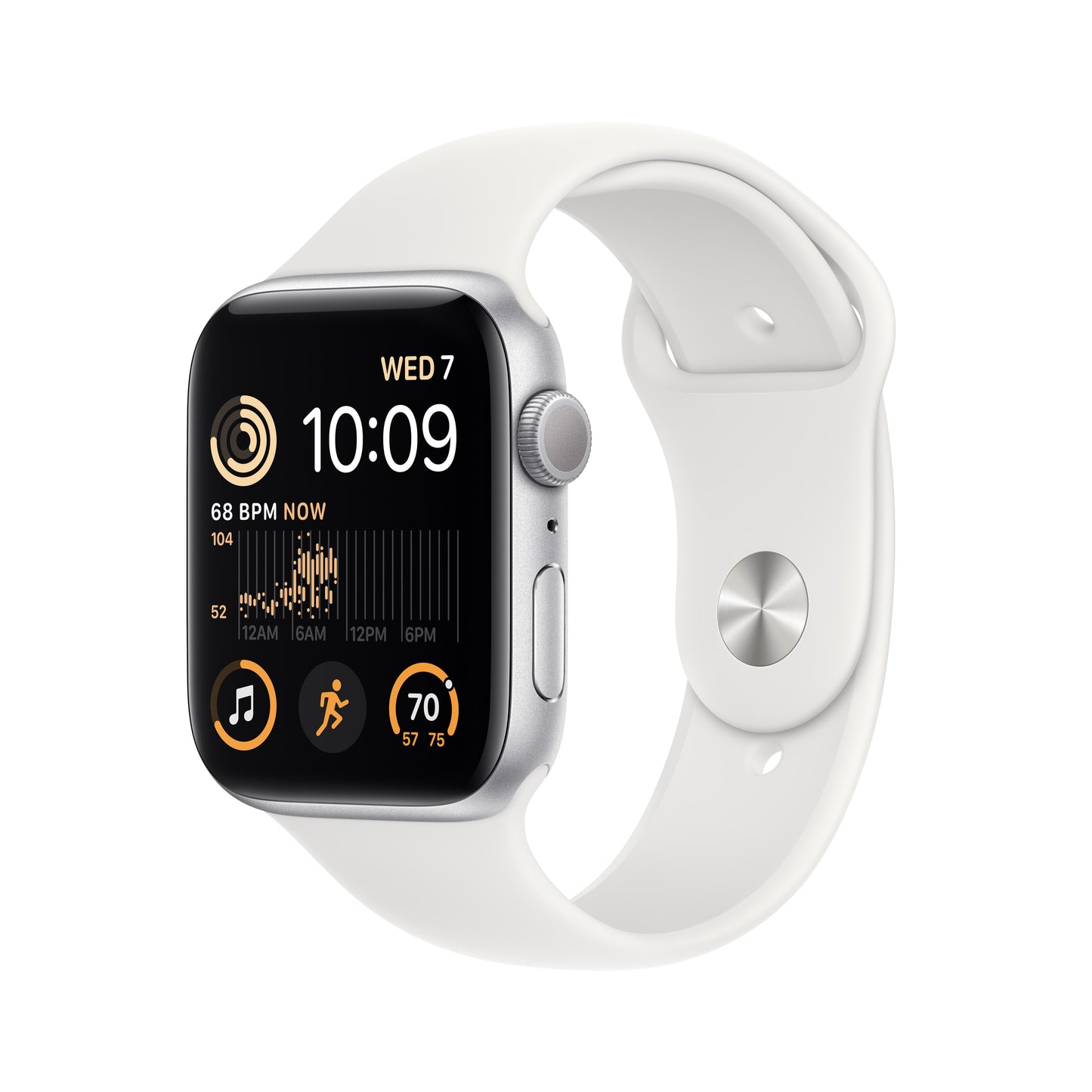 Apple Watch SE GPS 44mm Silver Aluminum Case with White Sport Band - Regular