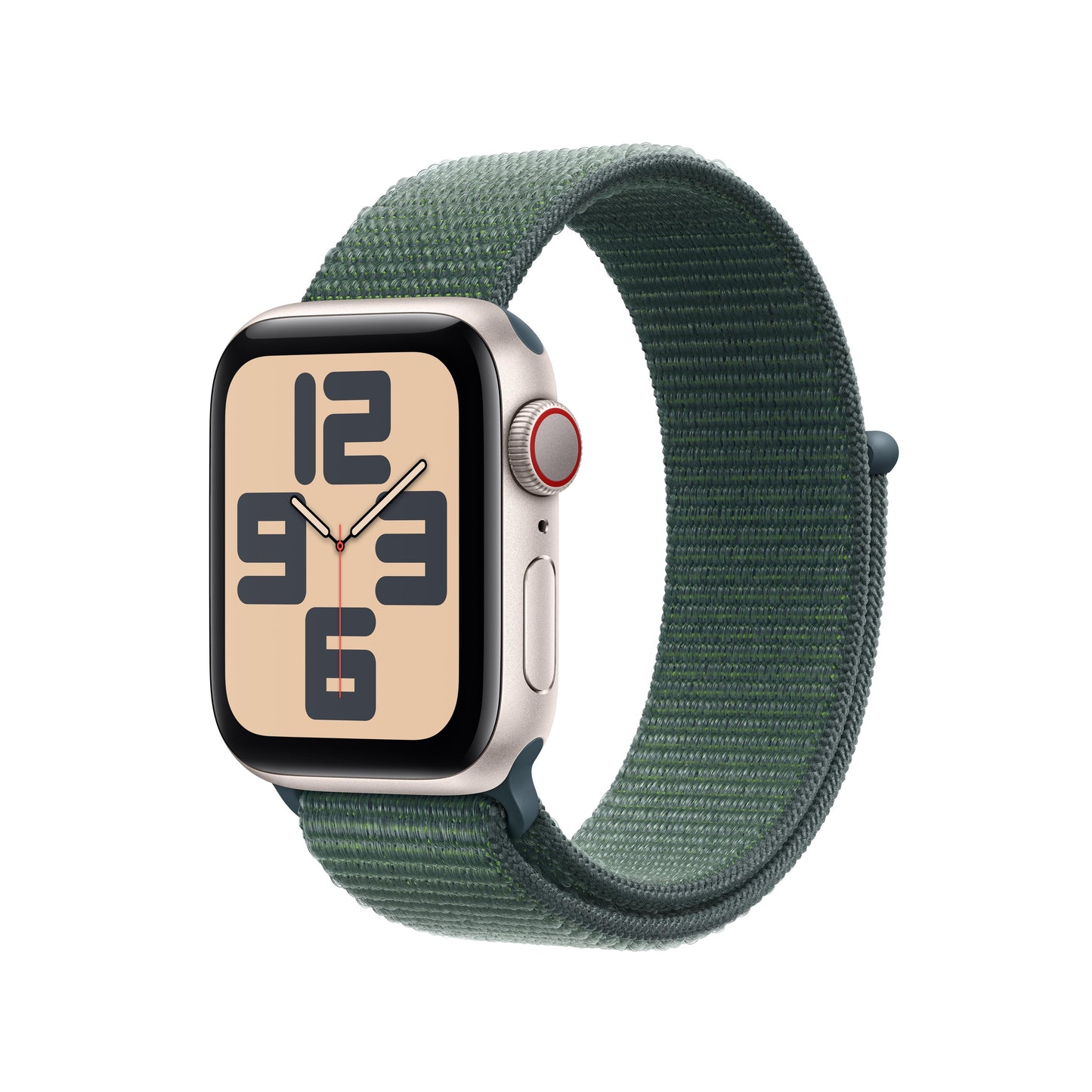Apple Watch SE GPS + Cellular 40mm Starlight Aluminum Case with Lake Green Sport Loop