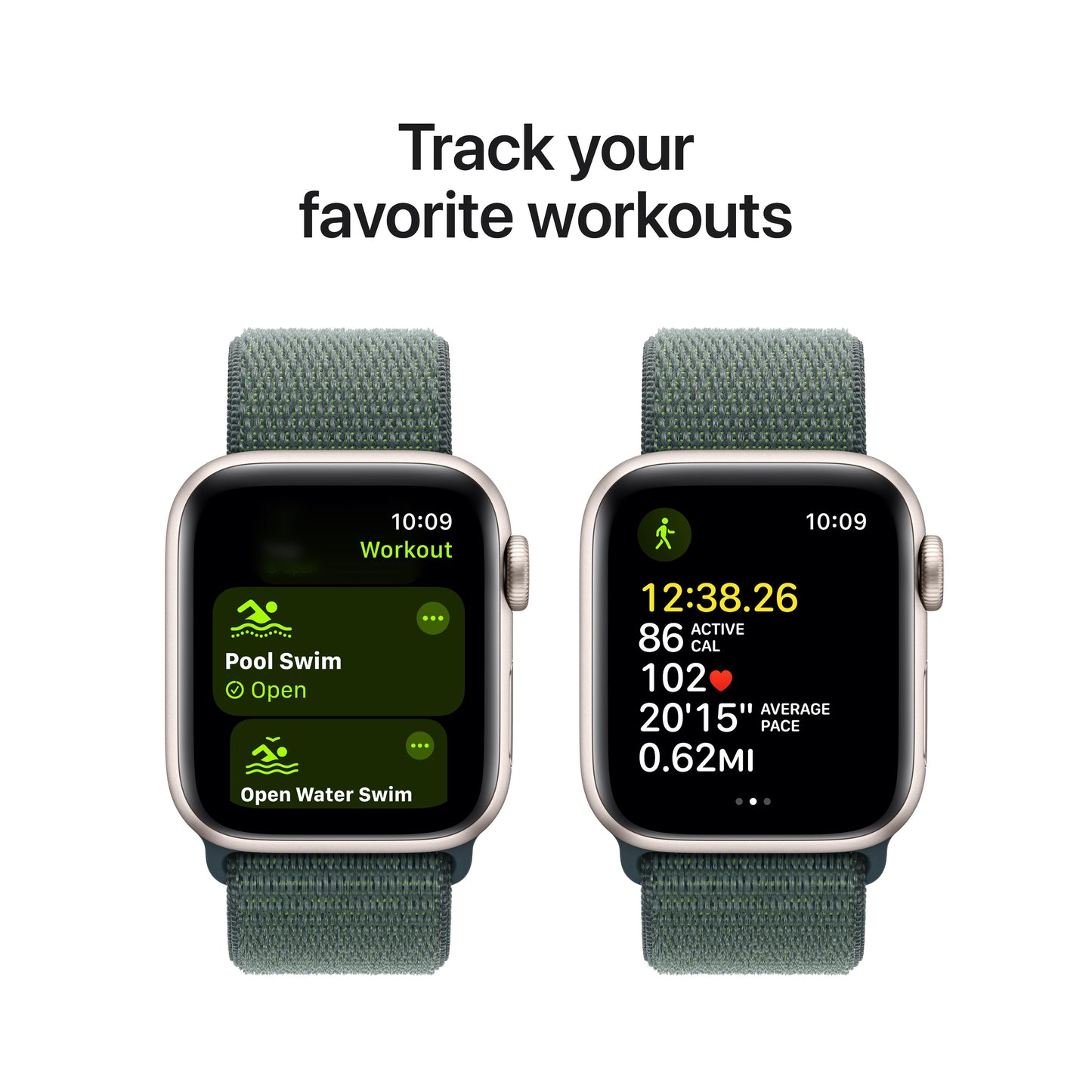 Apple Watch SE GPS + Cellular 40mm Starlight Aluminum Case with Lake Green Sport Loop