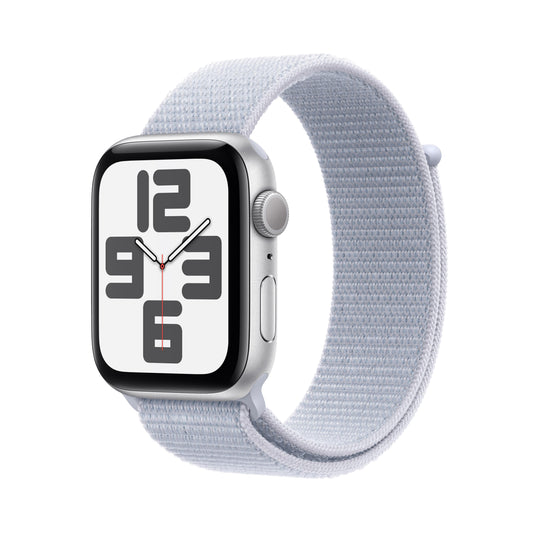 Apple Watch SE GPS 44mm Silver Aluminum Case with Blue Cloud Sport Loop