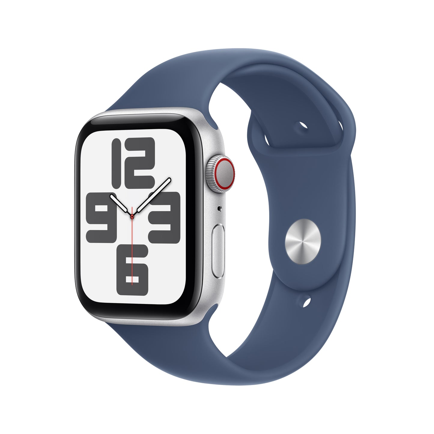 Apple Watch SE GPS  + Cellular 44mm Silver Aluminum Case with Denim Sport Band - S/M