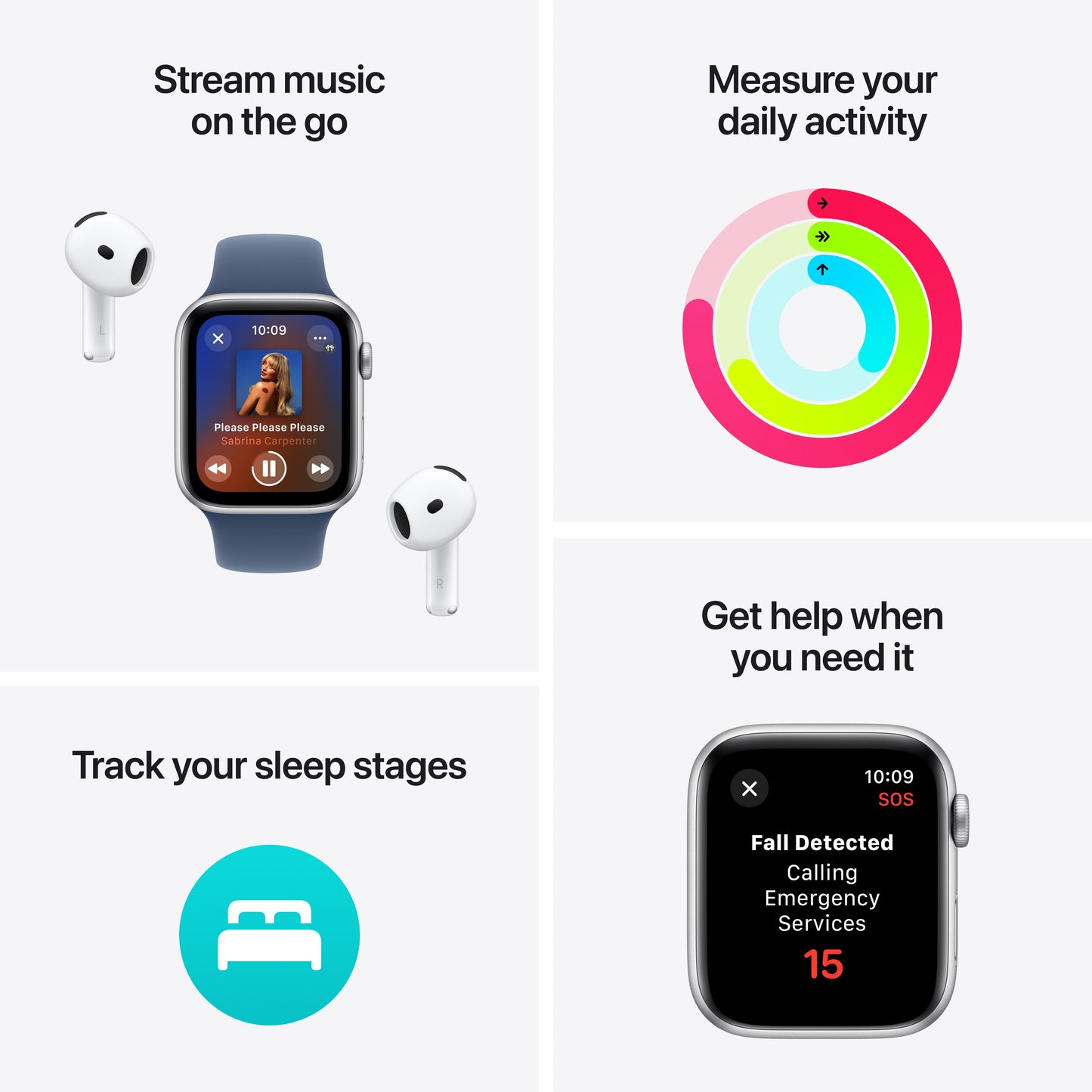 Apple Watch SE GPS  + Cellular 44mm Silver Aluminum Case with Denim Sport Band - M/L