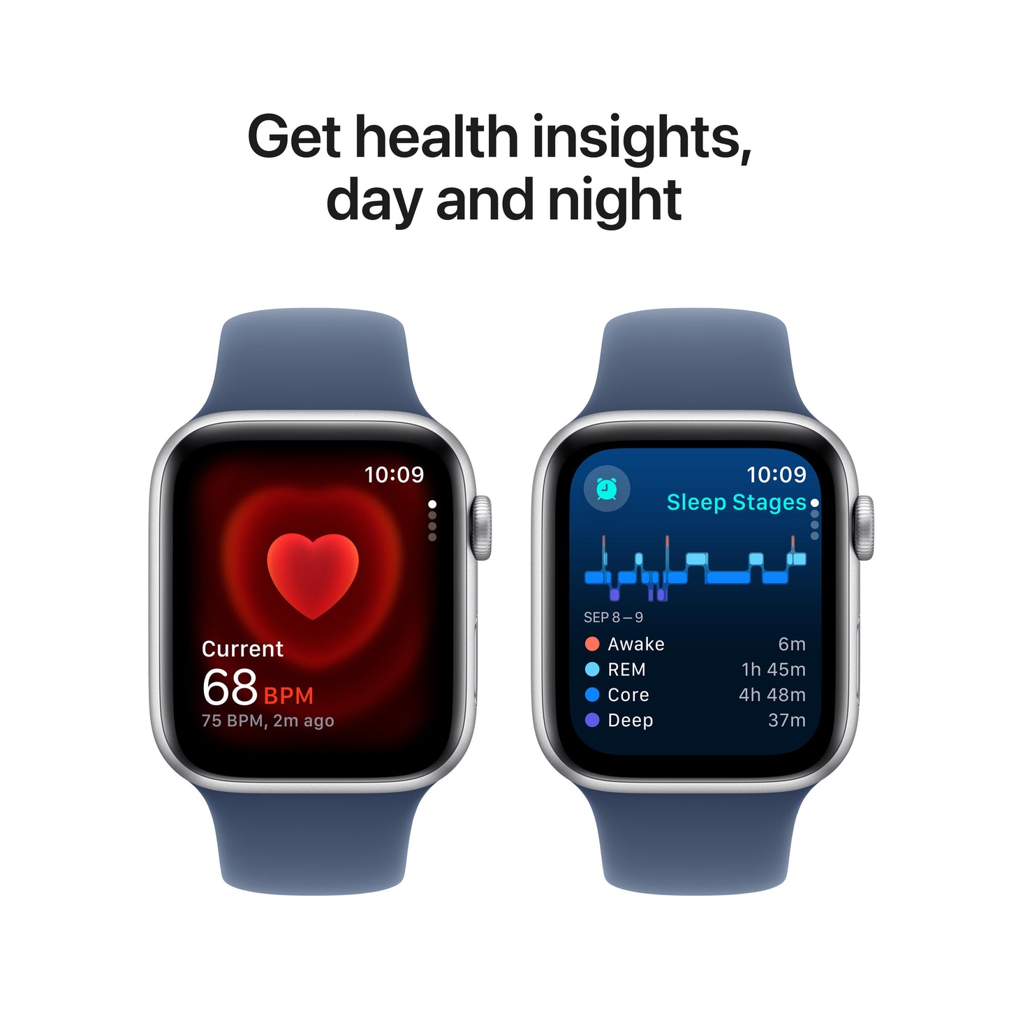 Apple Watch SE GPS  + Cellular 44mm Silver Aluminum Case with Denim Sport Band - S/M