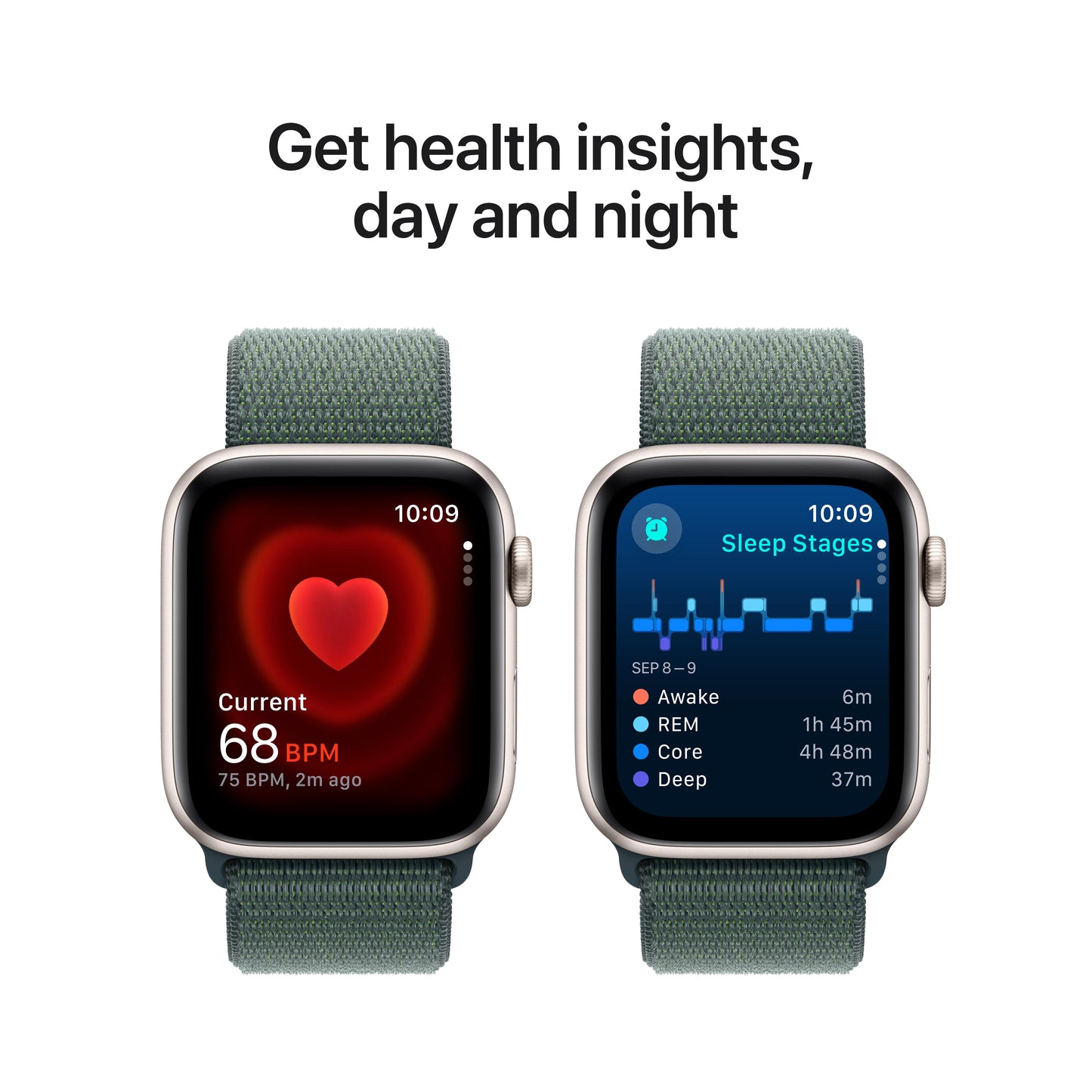 Apple Watch SE GPS  + Cellular 44mm Starlight Aluminum Case with Lake Green Sport Loop