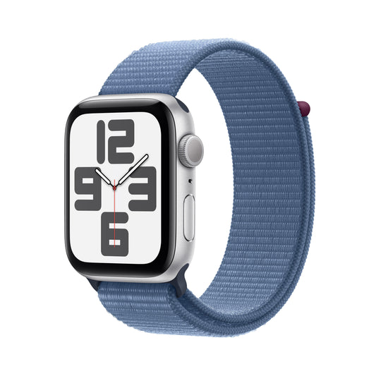 Apple Watch SE GPS 44mm Silver Aluminum Case with Winter Blue Sport Loop