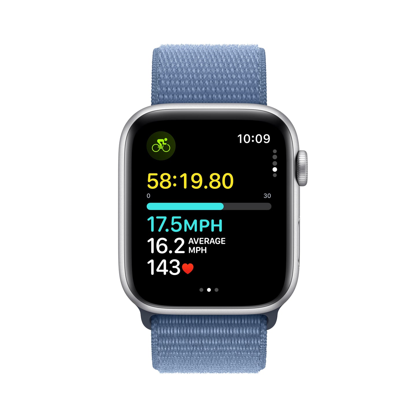 Apple Watch SE GPS + Cellular 44mm Silver Aluminum Case with Winter Blue Sport Loop