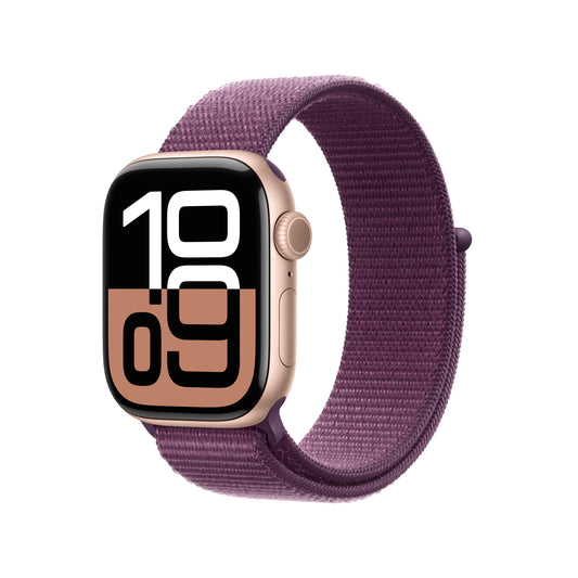 Apple Watch Series 10 GPS 42mm Rose Gold Aluminum Case with Plum Sport Loop