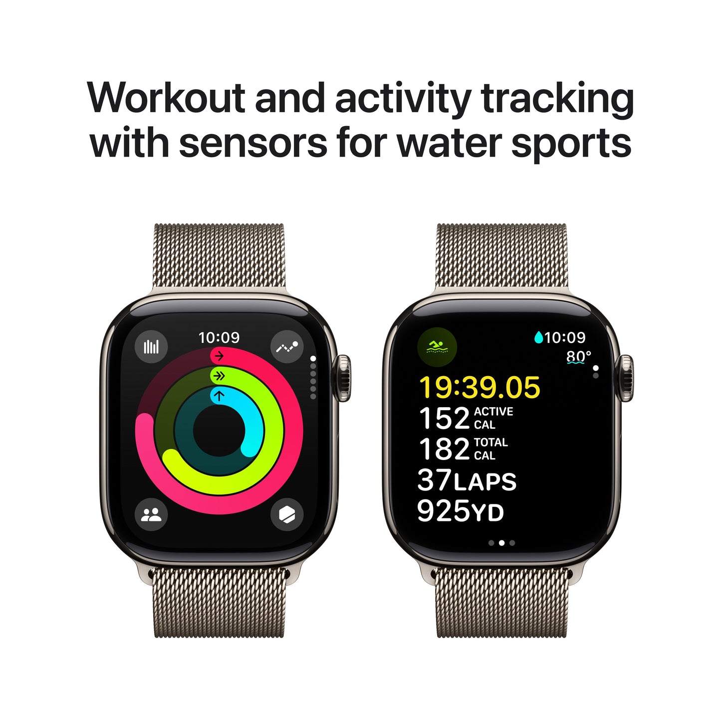 Apple Watch Series 10 GPS + Cellular 42mm Natural Titanium Case with Natural Milanese Loop