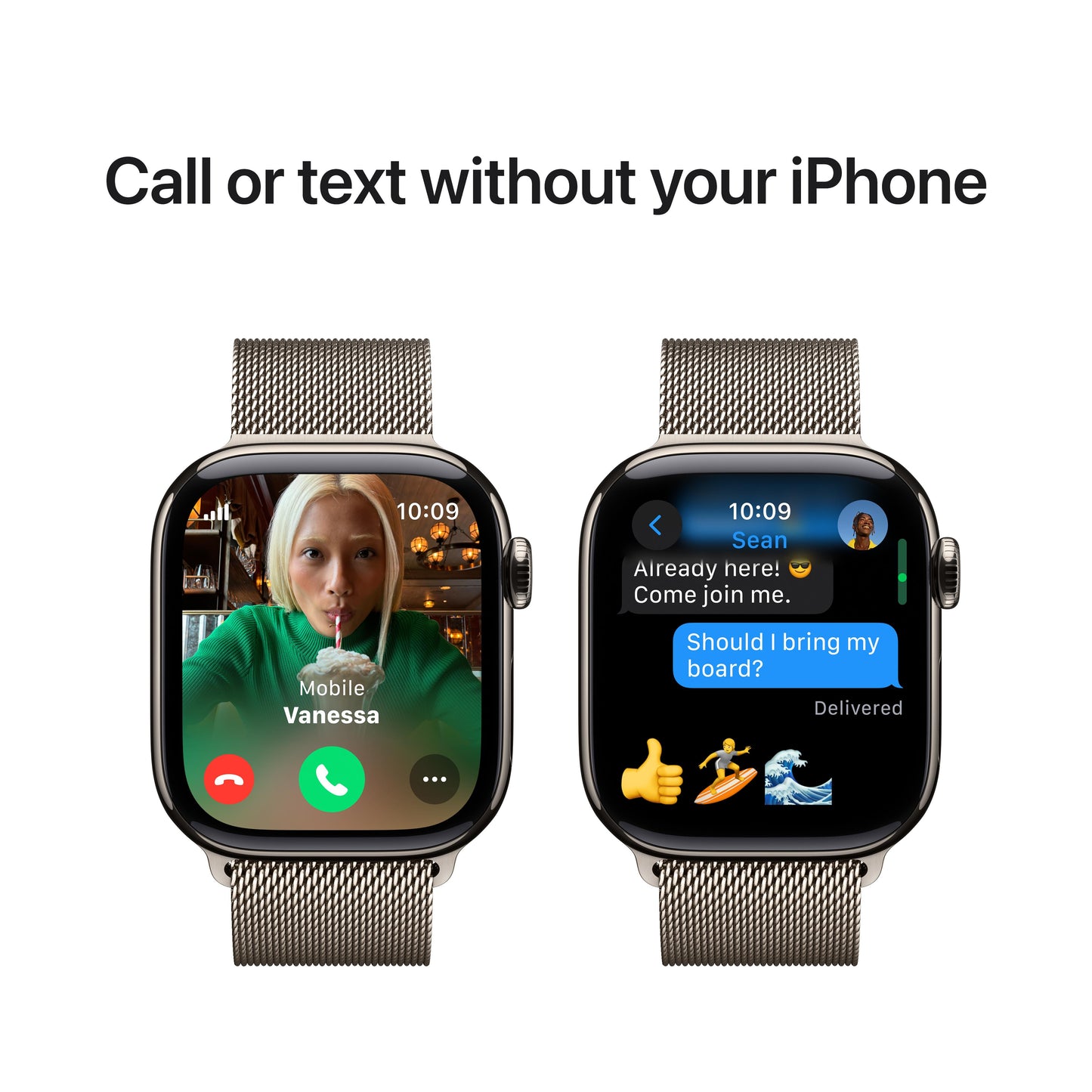 Apple Watch Series 10 GPS + Cellular 42mm Natural Titanium Case with Natural Milanese Loop