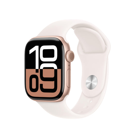 Apple Watch Series 10 GPS + Cellular 42mm Rose Gold Aluminum Case with Light Blush Sport Band - M/L