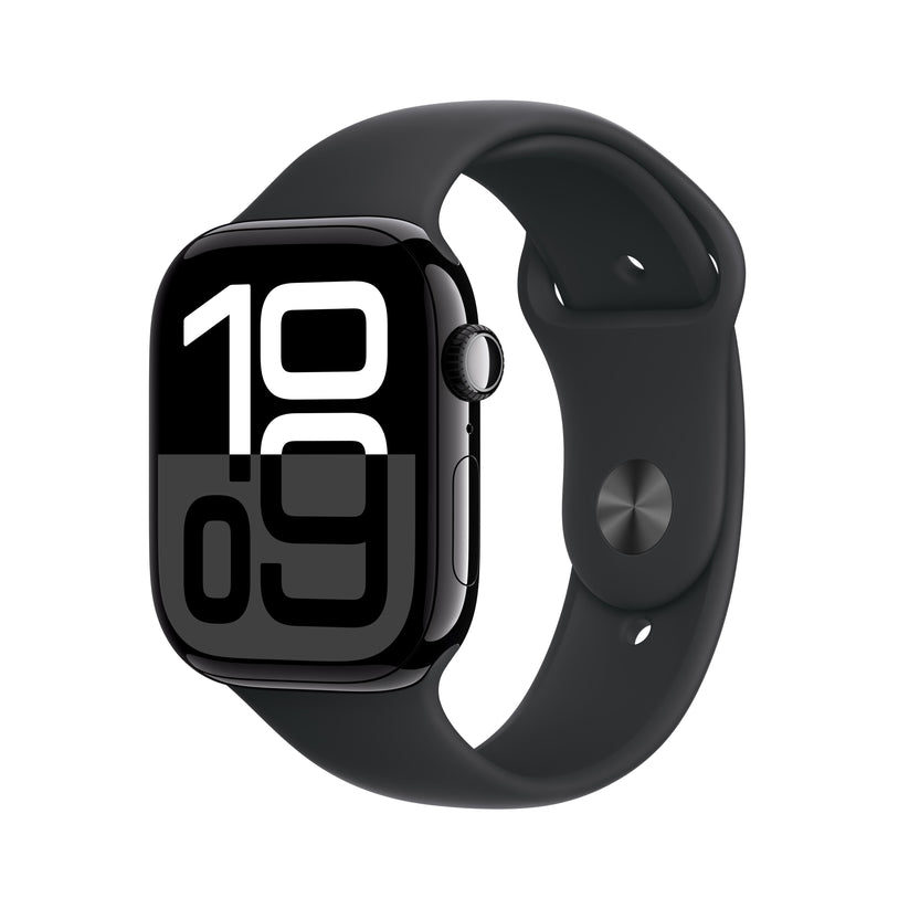 Apple Watch Series 10 GPS 46mm Jet Black Aluminum Case with Black Sport Band M/L