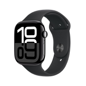 Apple Watch Series 10 GPS 46mm Jet Black Aluminum Case with Black Sport Band - S/M