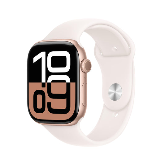 Apple Watch Series 10 GPS + Cellular 46mm Rose Gold Aluminum Case with Light Blush Sport Band - M/L