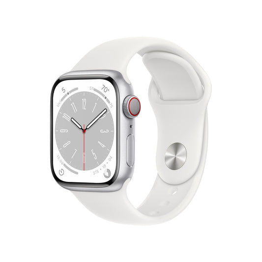 Apple Watch Series 8 GPS + Cellular 41mm Silver Aluminum Case with White Sport Band - Regular